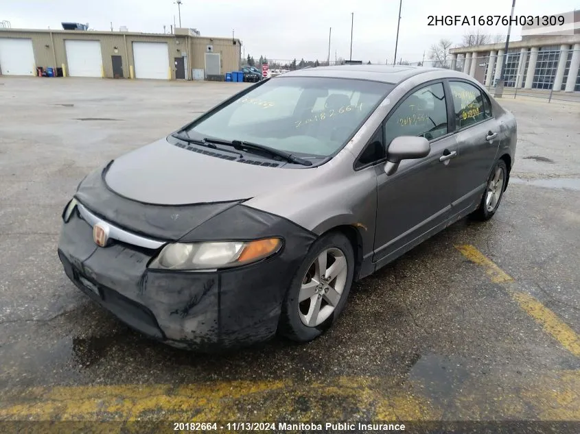 2006 Honda Civic Ex VIN: 2HGFA16876H031309 Lot: 20182664