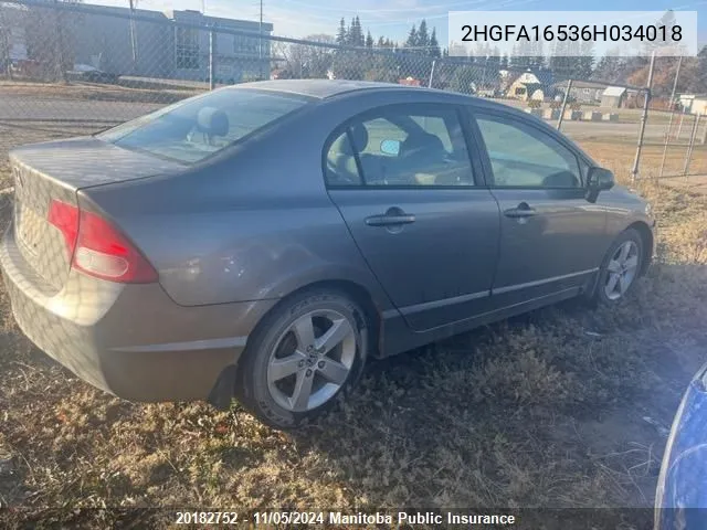 2006 Honda Civic Lx VIN: 2HGFA16536H034018 Lot: 20182752