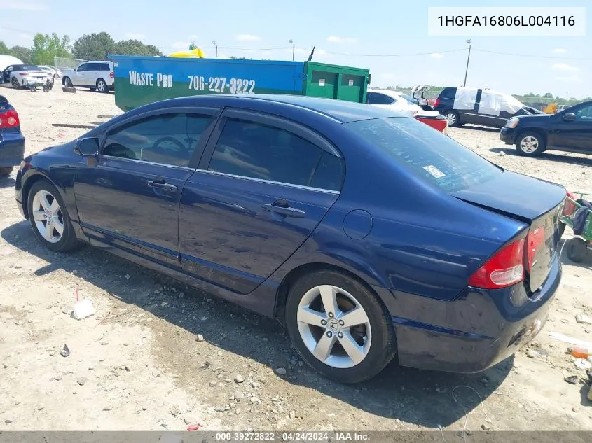 2006 Honda Civic Ex VIN: 1HGFA16806L004116 Lot: 39272822