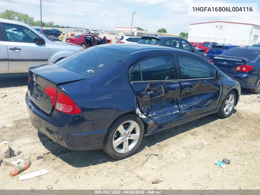 2006 Honda Civic Ex VIN: 1HGFA16806L004116 Lot: 39272822