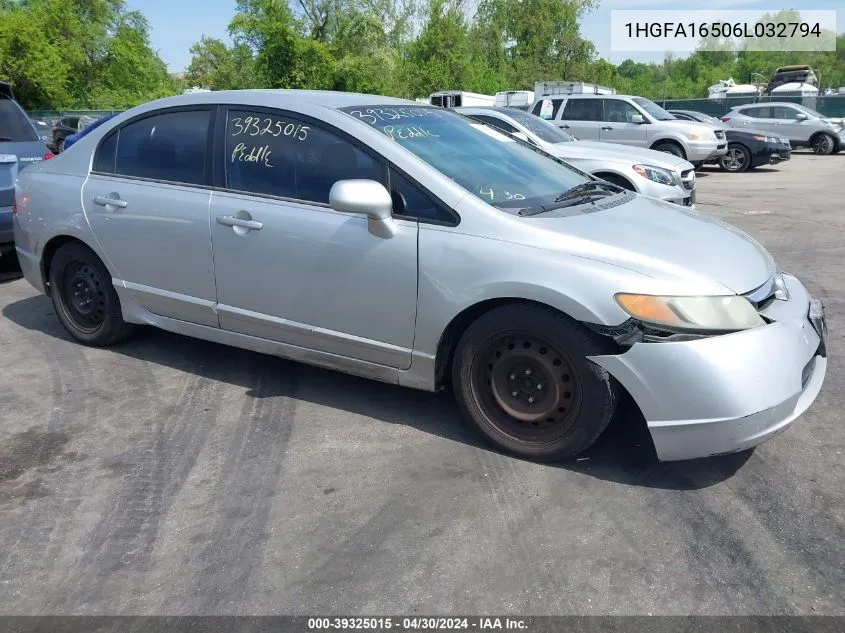 2006 Honda Civic Lx VIN: 1HGFA16506L032794 Lot: 39325015