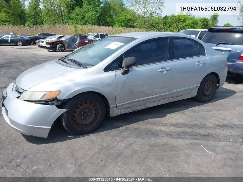 2006 Honda Civic Lx VIN: 1HGFA16506L032794 Lot: 39325015