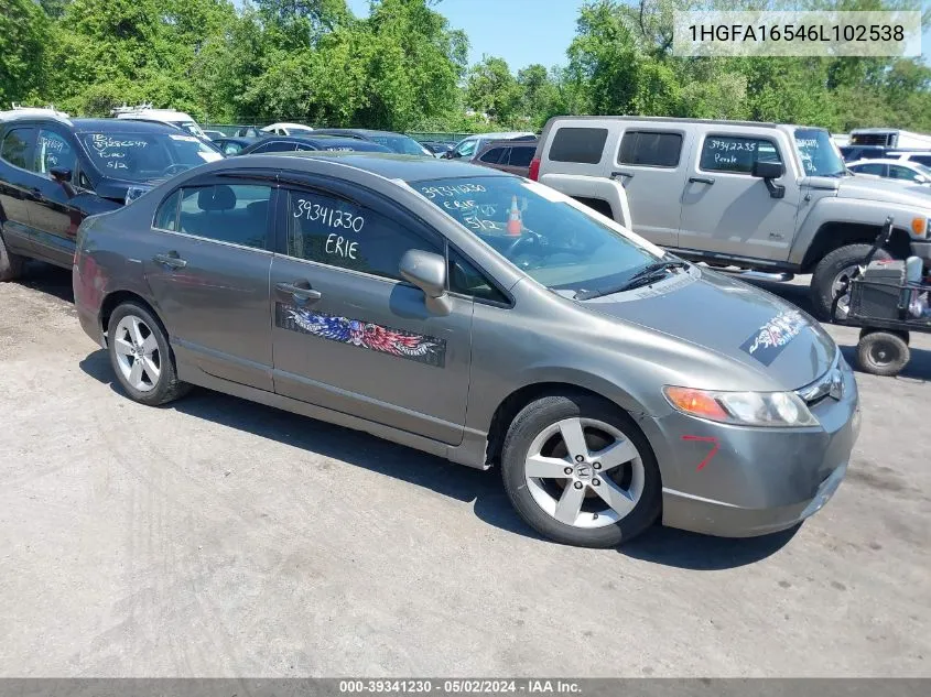 2006 Honda Civic Lx VIN: 1HGFA16546L102538 Lot: 39341230