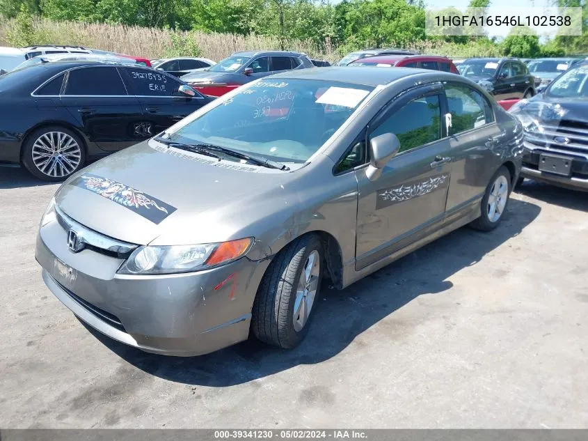 2006 Honda Civic Lx VIN: 1HGFA16546L102538 Lot: 39341230