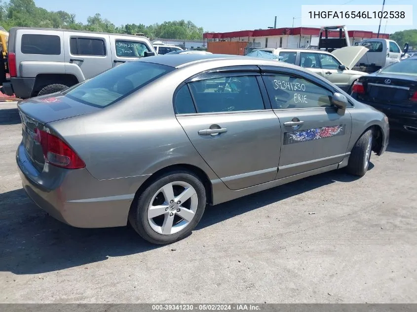 2006 Honda Civic Lx VIN: 1HGFA16546L102538 Lot: 39341230