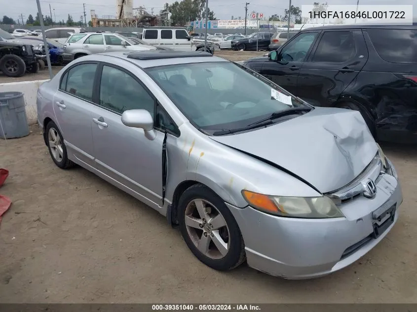 2006 Honda Civic Ex VIN: 1HGFA16846L001722 Lot: 39351040