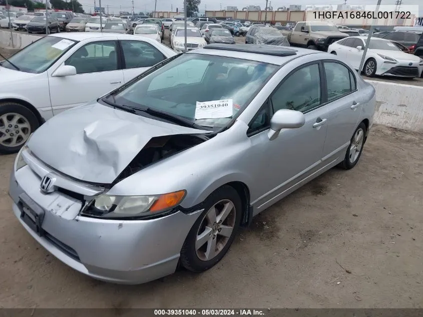 2006 Honda Civic Ex VIN: 1HGFA16846L001722 Lot: 39351040