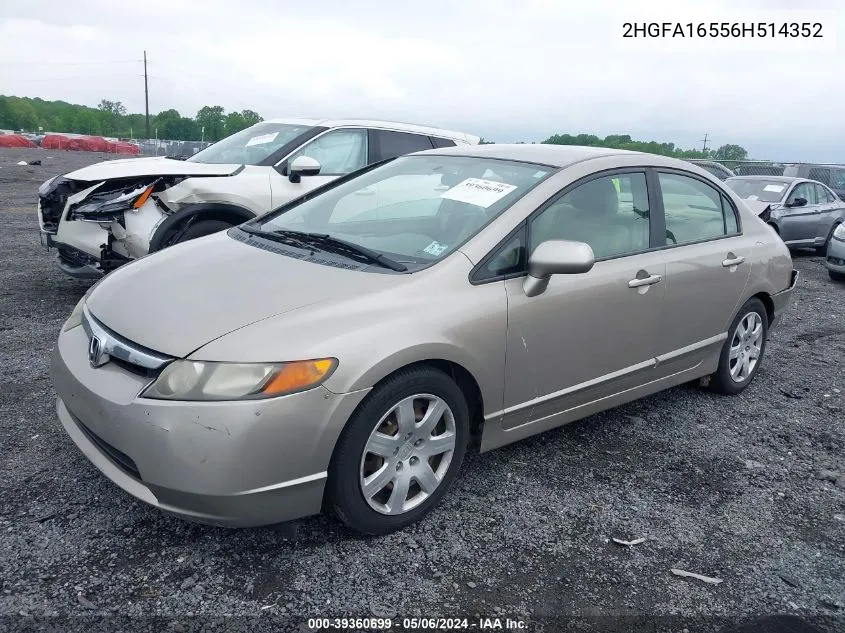 2HGFA16556H514352 2006 Honda Civic Lx