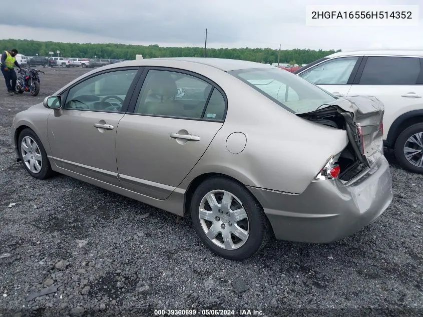 2HGFA16556H514352 2006 Honda Civic Lx