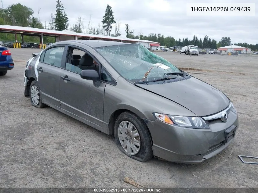 2006 Honda Civic Dx VIN: 1HGFA16226L049439 Lot: 39662513