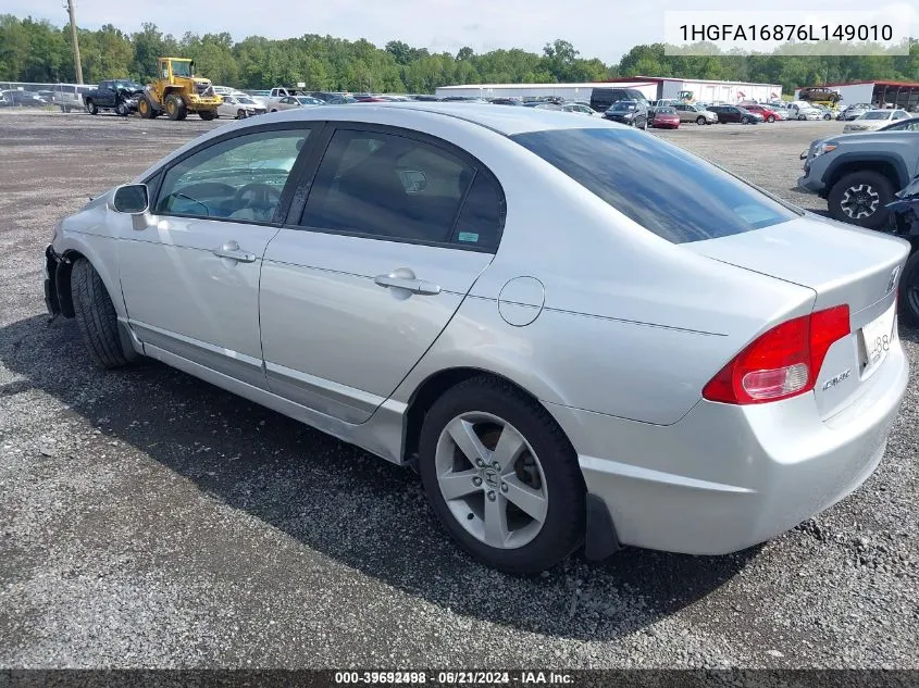 2006 Honda Civic Ex VIN: 1HGFA16876L149010 Lot: 39692498