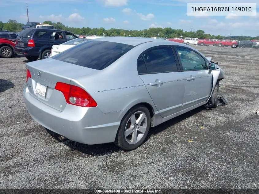 2006 Honda Civic Ex VIN: 1HGFA16876L149010 Lot: 39692498