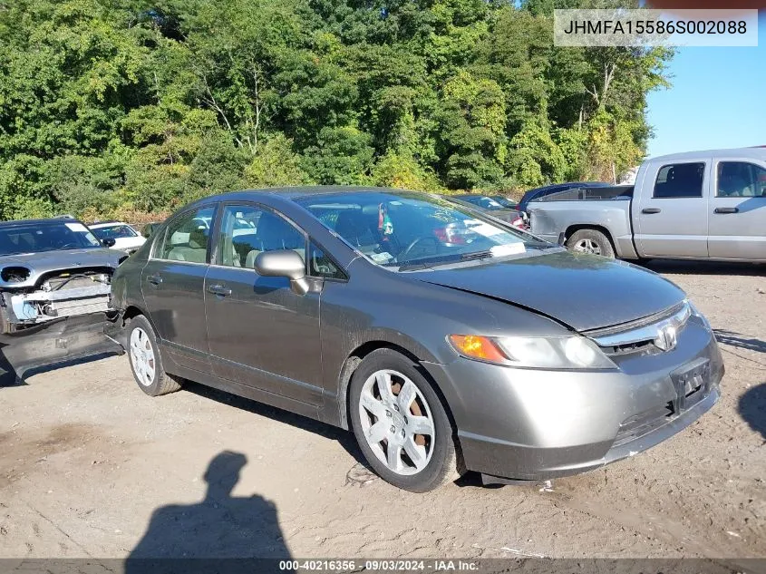 2006 Honda Civic Lx VIN: JHMFA15586S002088 Lot: 40216356