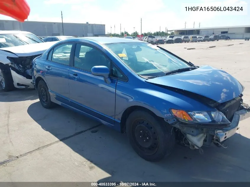 1HGFA16506L043424 2006 Honda Civic Lx