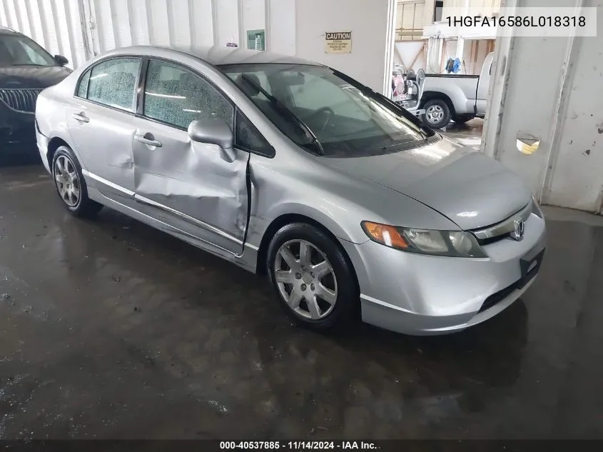 2006 Honda Civic Lx VIN: 1HGFA16586L018318 Lot: 40537885