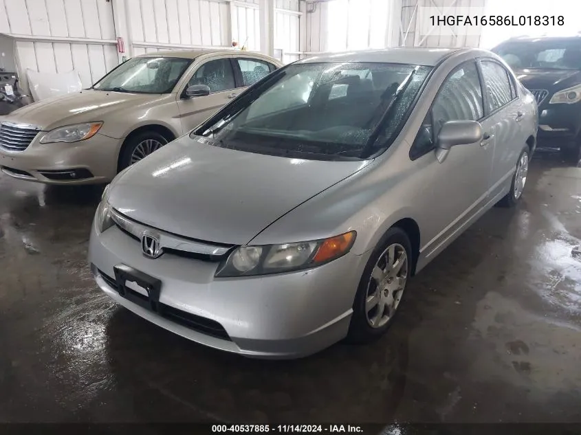 2006 Honda Civic Lx VIN: 1HGFA16586L018318 Lot: 40537885