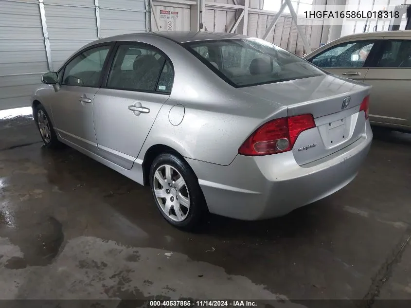 2006 Honda Civic Lx VIN: 1HGFA16586L018318 Lot: 40537885