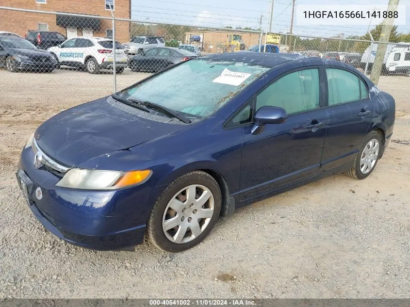 2006 Honda Civic Lx VIN: 1HGFA16566L141888 Lot: 40541002