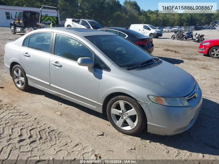 1HGFA15886L008867 2006 Honda Civic Ex