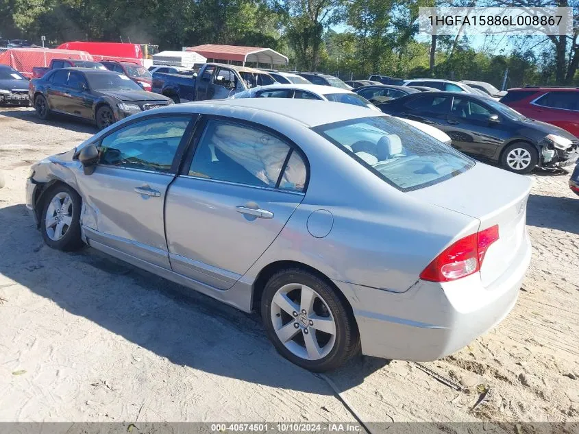 1HGFA15886L008867 2006 Honda Civic Ex