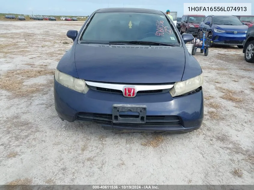 2006 Honda Civic Lx VIN: 1HGFA16556L074913 Lot: 40611536