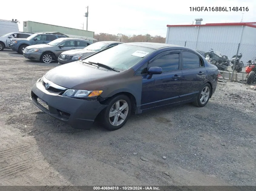 2006 Honda Civic Ex VIN: 1HGFA16886L148416 Lot: 40694018