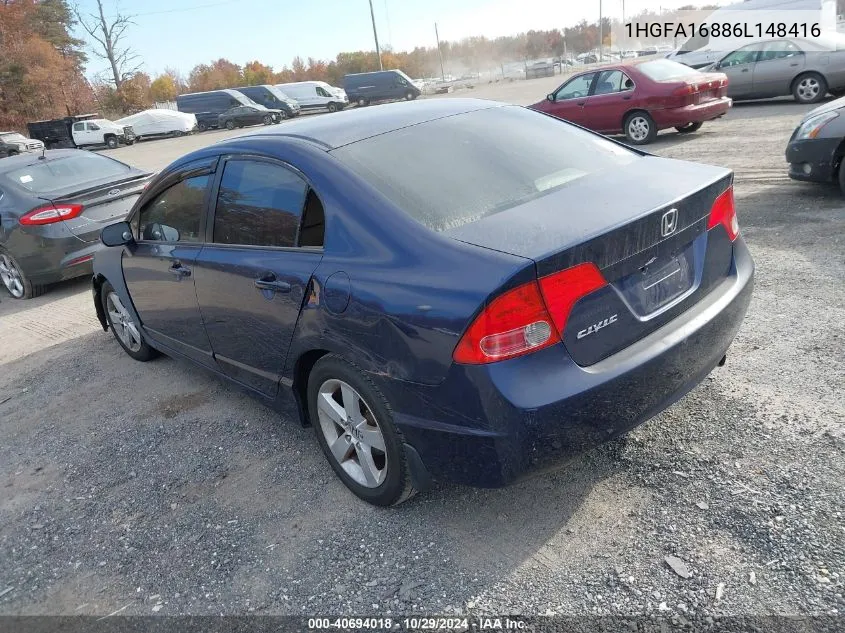 2006 Honda Civic Ex VIN: 1HGFA16886L148416 Lot: 40694018