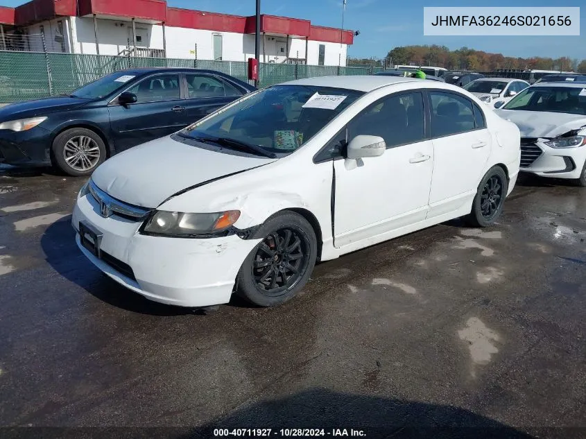 2006 Honda Civic Hybrid VIN: JHMFA36246S021656 Lot: 40711927