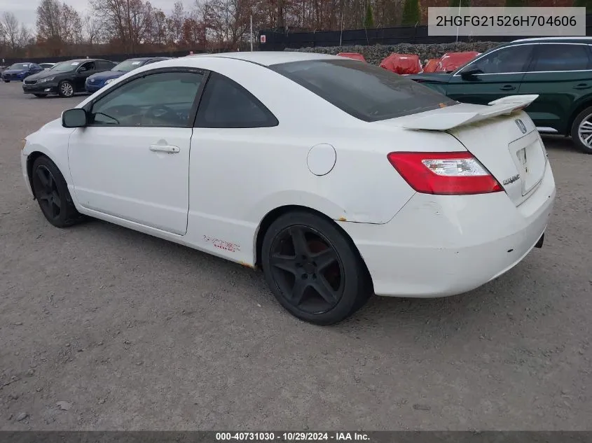 2006 Honda Civic Si VIN: 2HGFG21526H704606 Lot: 40731030