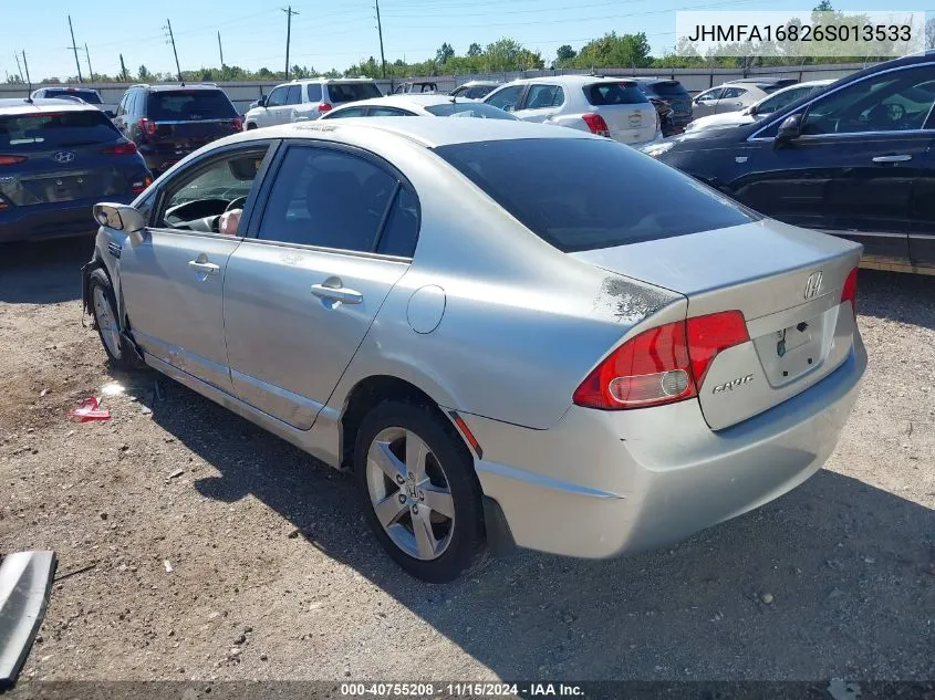 2006 Honda Civic Ex VIN: JHMFA16826S013533 Lot: 40755208