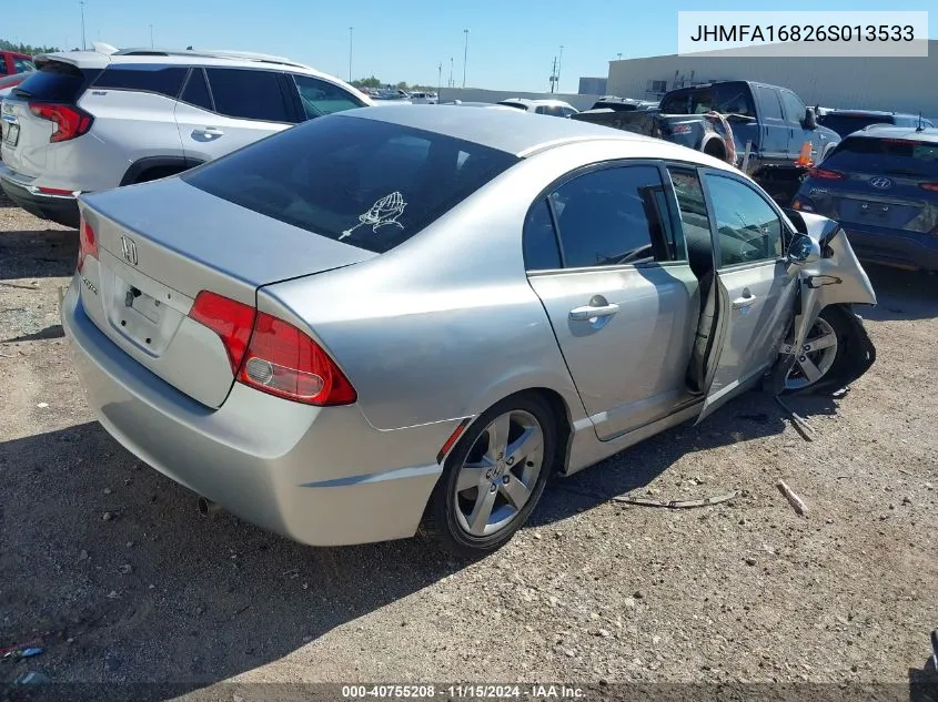 2006 Honda Civic Ex VIN: JHMFA16826S013533 Lot: 40755208