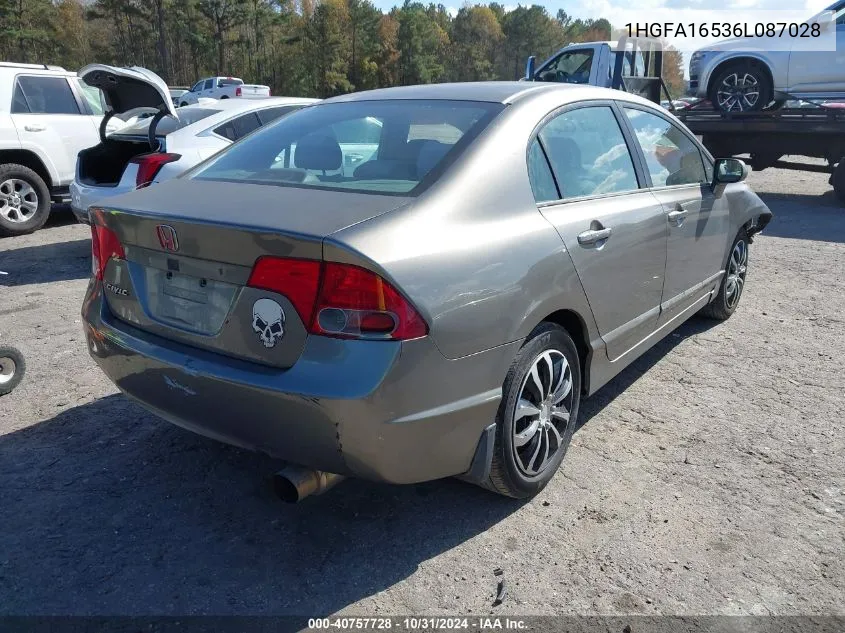 2006 Honda Civic Lx VIN: 1HGFA16536L087028 Lot: 40757728