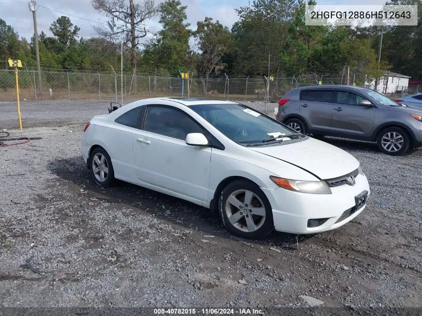 2HGFG12886H512643 2006 Honda Civic Ex