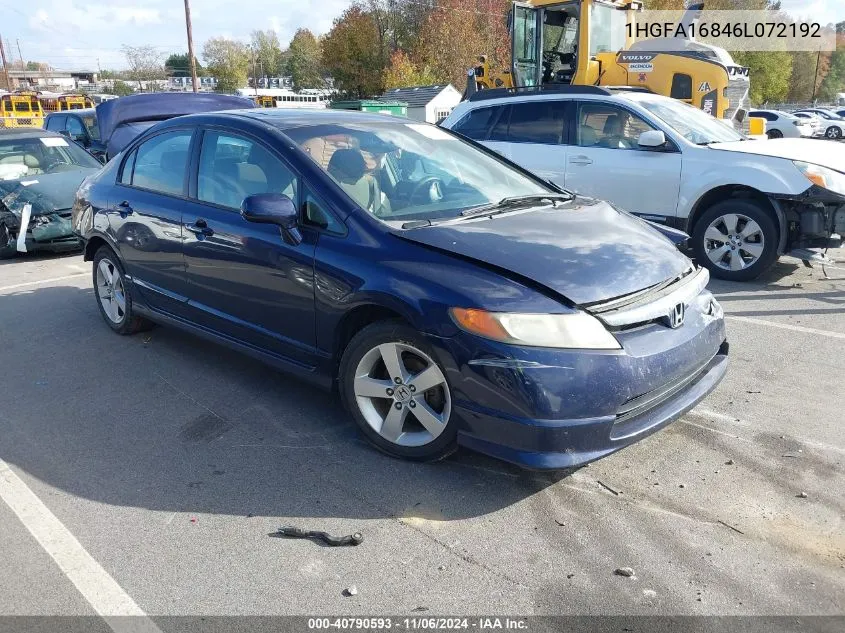 2006 Honda Civic Ex VIN: 1HGFA16846L072192 Lot: 40790593