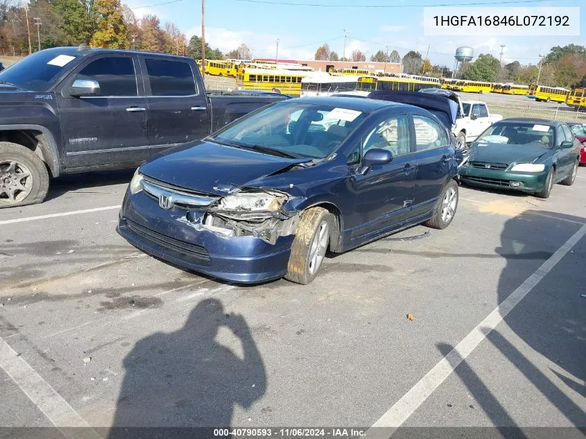 2006 Honda Civic Ex VIN: 1HGFA16846L072192 Lot: 40790593