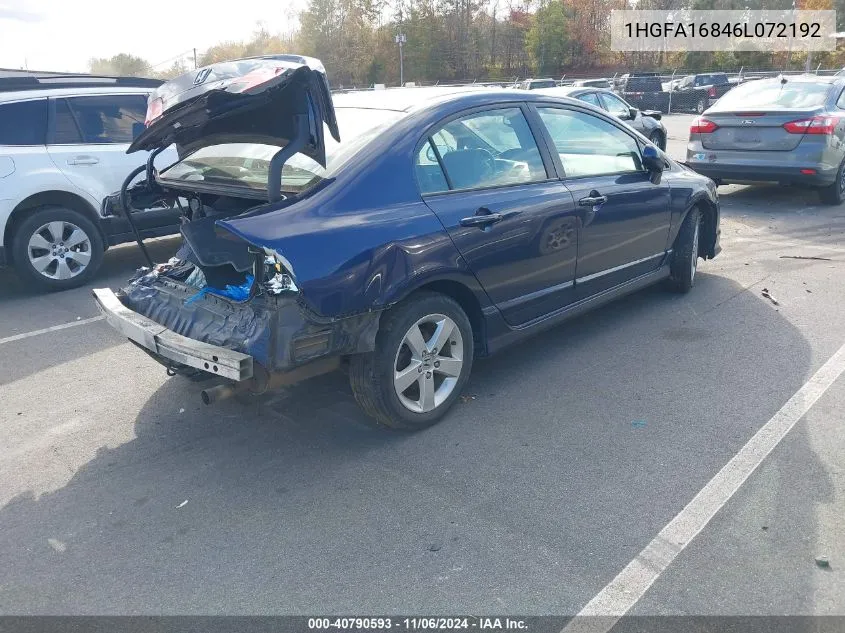 2006 Honda Civic Ex VIN: 1HGFA16846L072192 Lot: 40790593