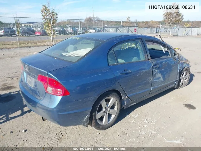 2006 Honda Civic Ex VIN: 1HGFA168X6L108631 Lot: 40792966