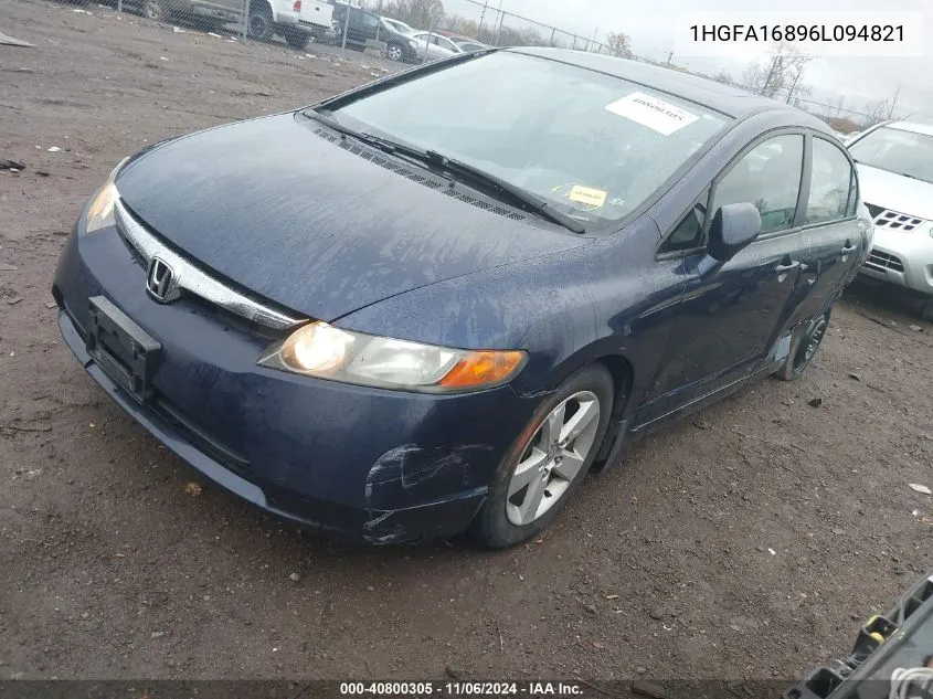 2006 Honda Civic Ex VIN: 1HGFA16896L094821 Lot: 40800305