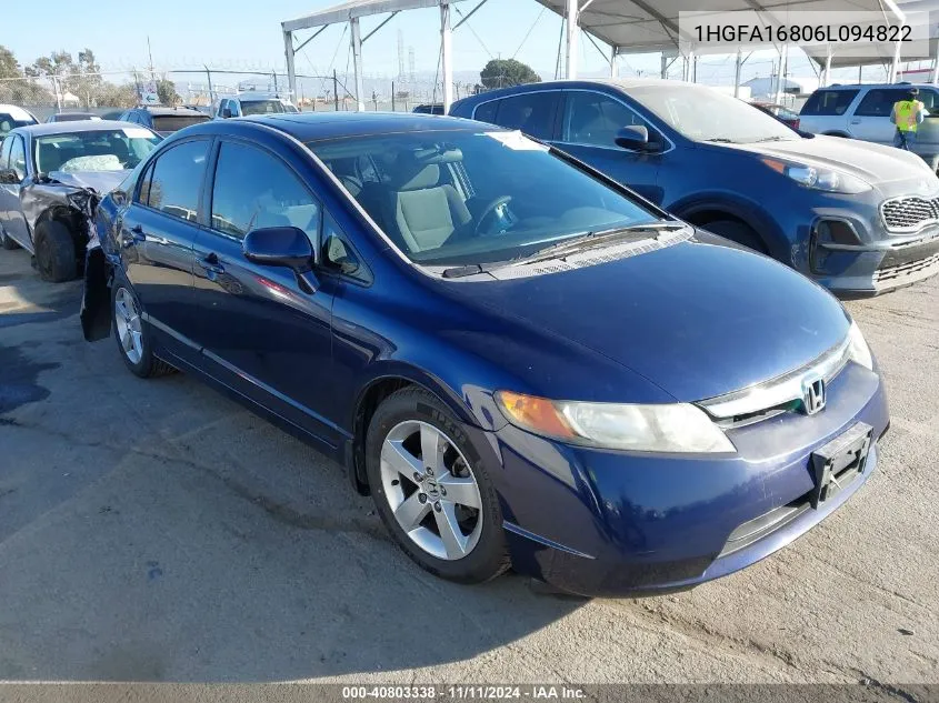 2006 Honda Civic Ex VIN: 1HGFA16806L094822 Lot: 40803338