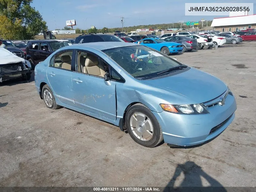 2006 Honda Civic Hybrid VIN: JHMFA36226S028556 Lot: 40813211