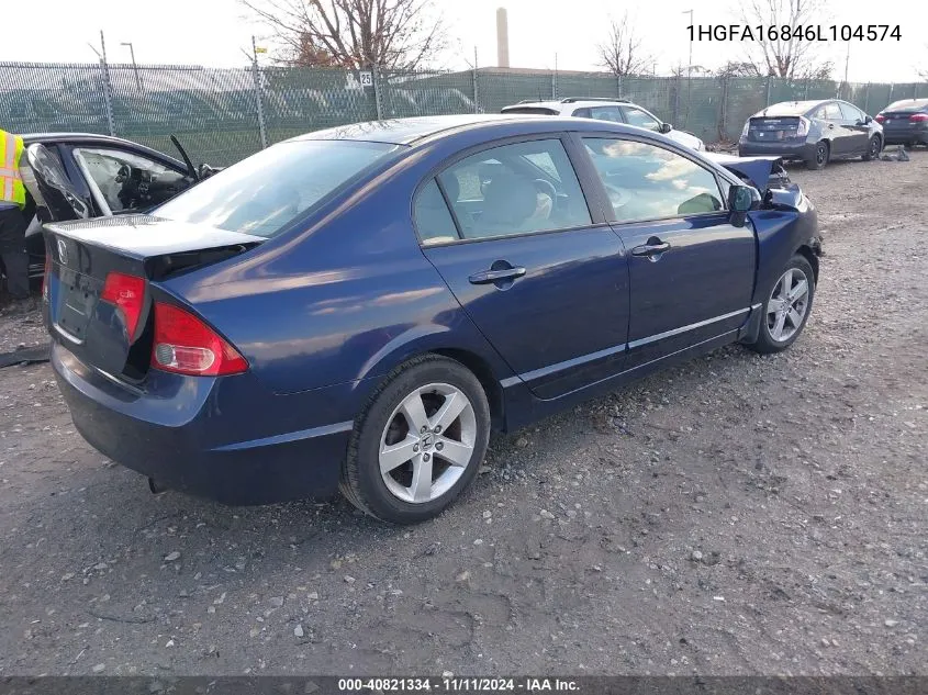 2006 Honda Civic Ex VIN: 1HGFA16846L104574 Lot: 40821334