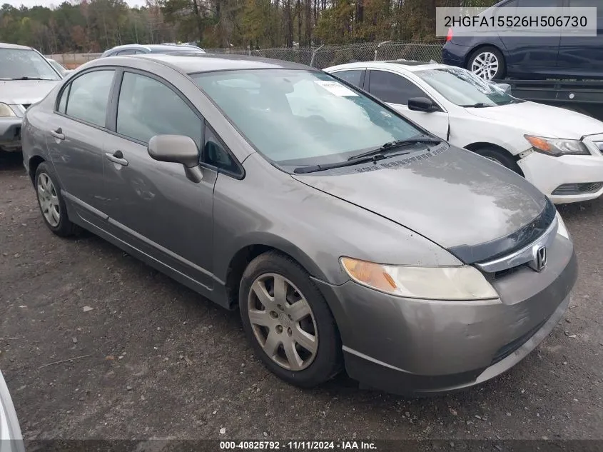 2006 Honda Civic Lx VIN: 2HGFA15526H506730 Lot: 40825792