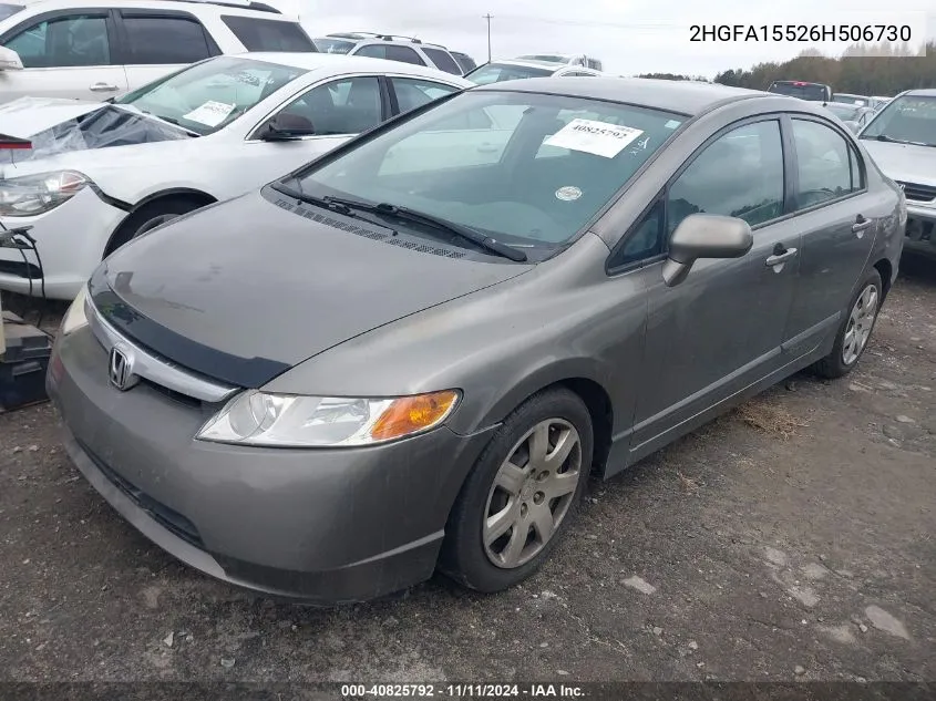 2006 Honda Civic Lx VIN: 2HGFA15526H506730 Lot: 40825792