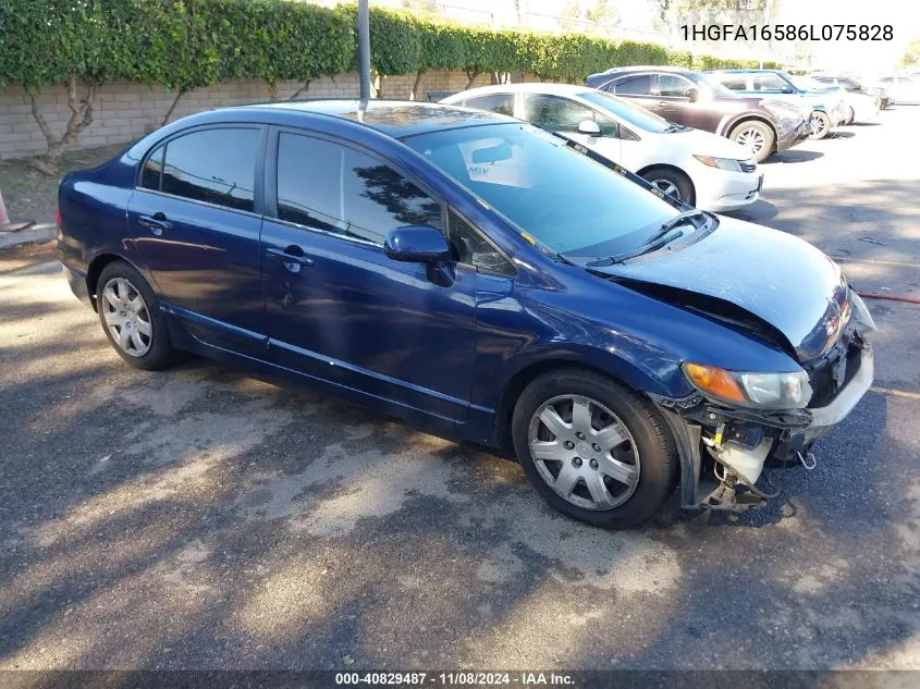 2006 Honda Civic Lx VIN: 1HGFA16586L075828 Lot: 40829487