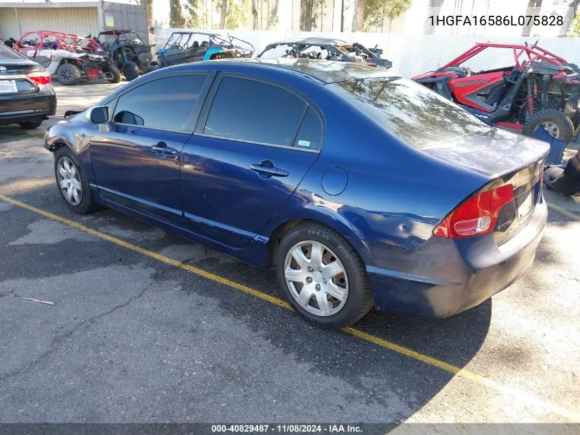 2006 Honda Civic Lx VIN: 1HGFA16586L075828 Lot: 40829487