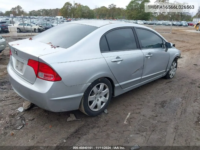 2006 Honda Civic Lx VIN: 1HGFA16566L026563 Lot: 40840161