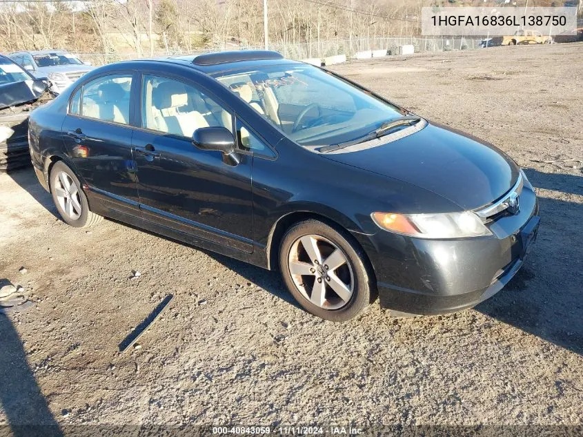 2006 Honda Civic Ex VIN: 1HGFA16836L138750 Lot: 40843059