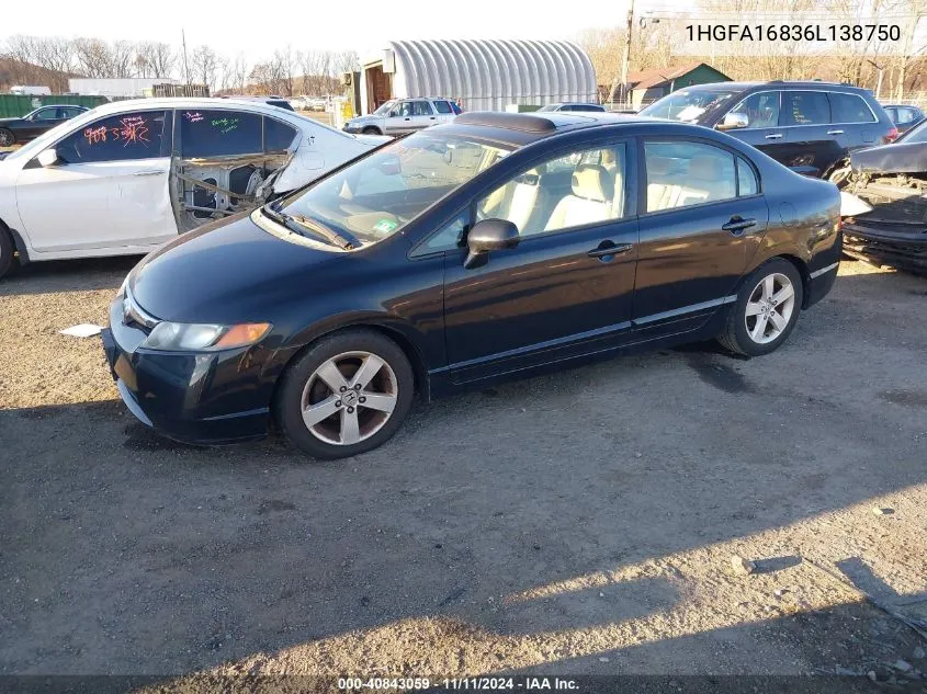 2006 Honda Civic Ex VIN: 1HGFA16836L138750 Lot: 40843059