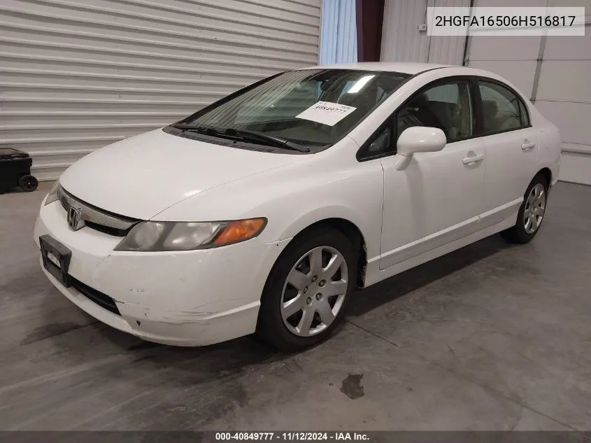 2006 Honda Civic Lx VIN: 2HGFA16506H516817 Lot: 40849777