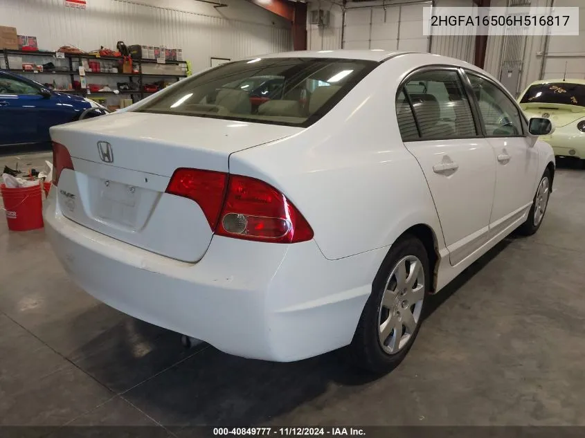 2006 Honda Civic Lx VIN: 2HGFA16506H516817 Lot: 40849777